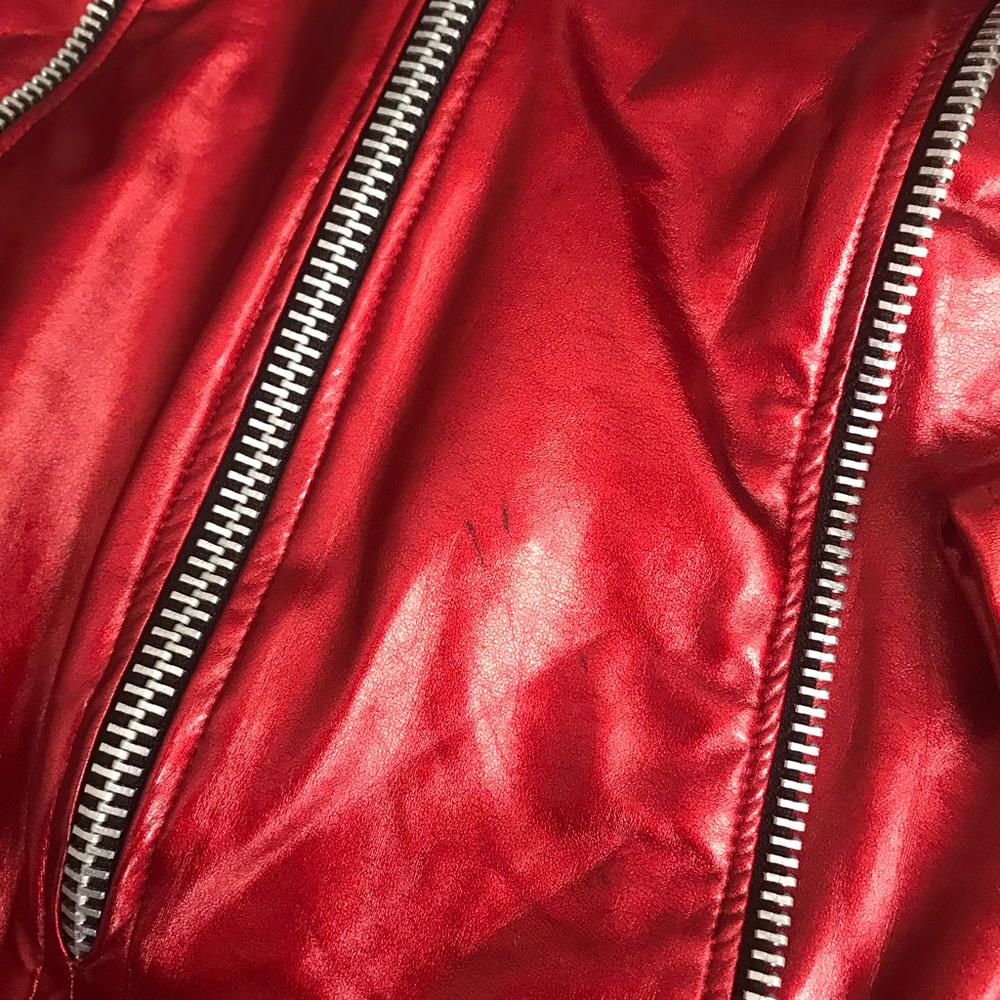 LA Roxx Red Metallic Rocker Pleather Playsuit - Picture 2 of 5